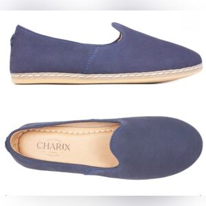 Charix Navy Nubuck Slip-On Handmade Casual Shoes Flats EU 39 = US 8.75 8.5 or 9
